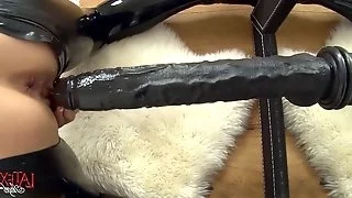 Anal spreaders and huge dildos used in a kinky amateur compilation