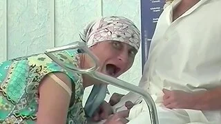 hairy bush ugly 86 years old granny gets fisted and rough fucked by her clinic gynecologist