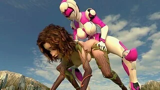 Hentai 3D porn with cross lesbos having fun outdoors - HD